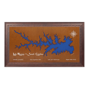 Lake Nottely, Georgia Stained Wood and Dark Walnut Frame Lake Map Silhouette