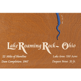 Lake Roaming Rock, Ohio Stained Wood and Distressed White Frame Lake Map Silhouette