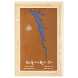 Lake Roaming Rock, Ohio Stained Wood and Distressed White Frame Lake Map Silhouette