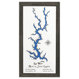 Lake Wylie, North Carolina and South Carolina White Washed Wood and Distressed Black Frame Lake Map Silhouette