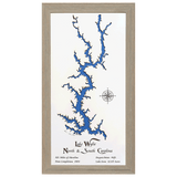 Lake Wylie, North Carolina and South Carolina White Washed Wood and Rustic Gray Frame Lake Map Silhouette