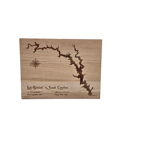 Lake Blalock, South Carolina Engraved Cherry Cutting Board