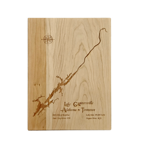 Lake Guntersville, Alabama and Tennessee Engraved Cherry Cutting Board