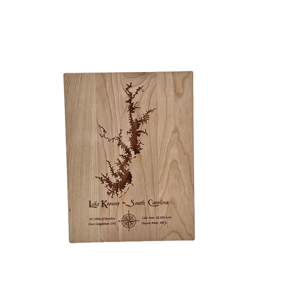 Lake Keowee, South Carolina Engraved Cherry Cutting Board