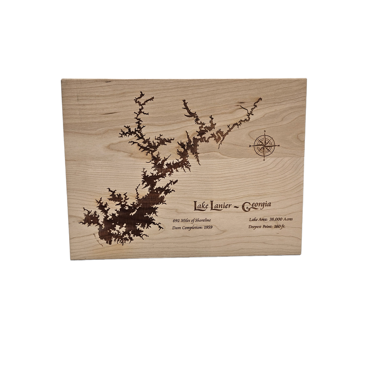 Lake Lanier, Georgia Engraved Cherry Cutting Board – Custom Crafted ...