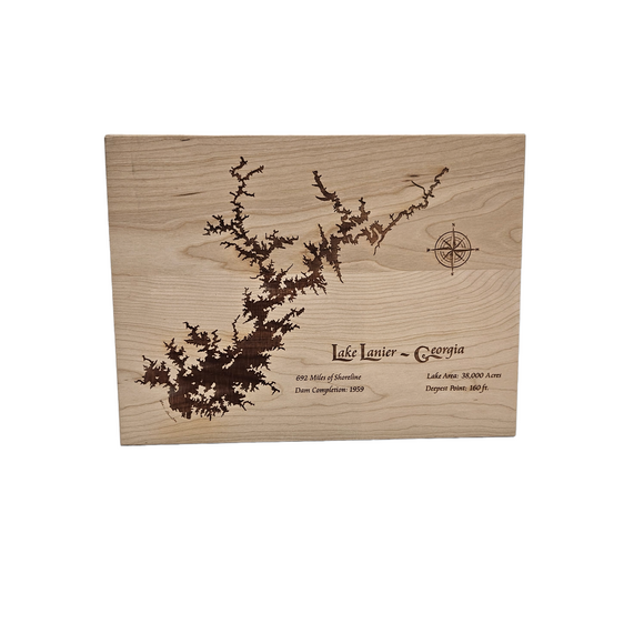 Lake Lanier, Georgia Engraved Cherry Cutting Board