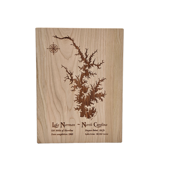 Lake Norman, North Carolina Engraved Cherry Cutting Board