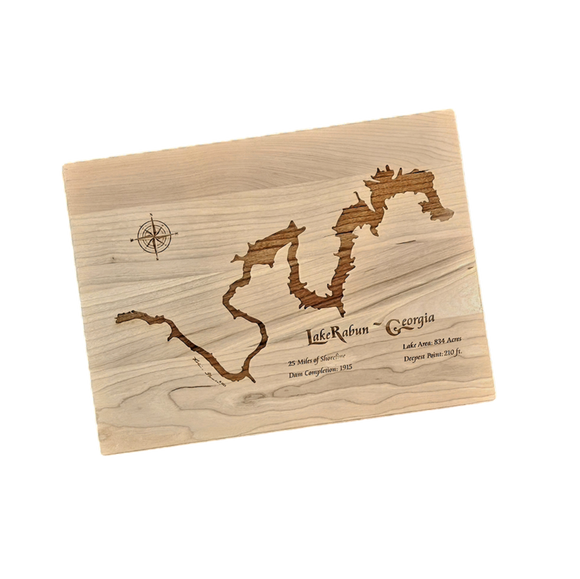 Lake Rabun, Georgia Engraved Cherry Cutting Board