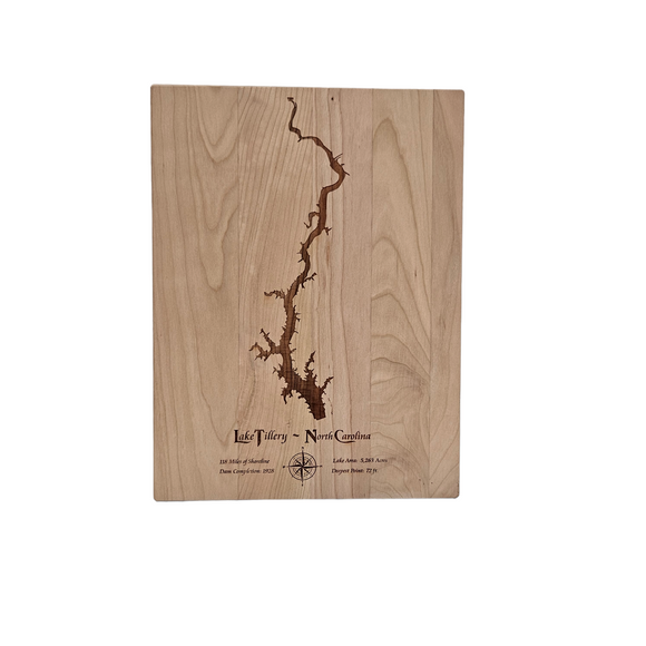 Lake Tillery, North Carolina Engraved Cherry Cutting Board