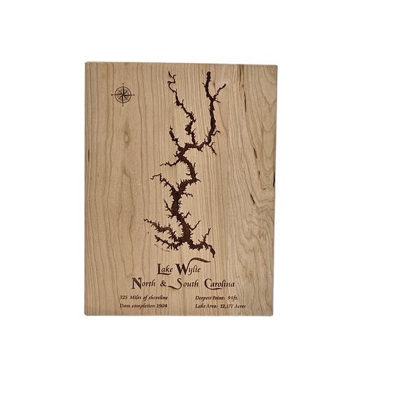 Lake Wylie, North Carolina and South Carolina Engraved Cherry Cutting Board