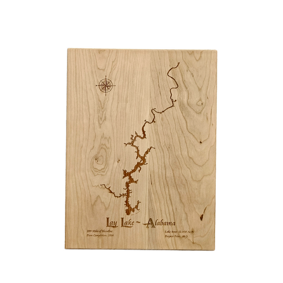 Lay Lake, Alabama Engraved Cherry Cutting Board
