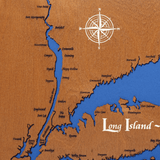 Long Island, New York Stained Wood and Dark Walnut Frame Lake Map Silhouette