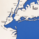 Long Island, New York White Washed Wood and Rustic Gray Frame Lake Map Silhouette