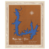 Medina Lake, Texas Stained Wood and Distressed White Frame Lake Map Silhouette