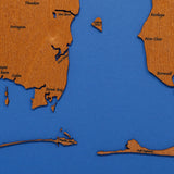 Mobile Bay, Alabama Stained Wood and Distressed White Frame Lake Map Silhouette