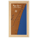 Myrtle Beach, South Carolina Stained Wood and Distressed White Frame Lake Map Silhouette