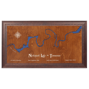 Nickajack Lake, Tennessee Stained Wood and Dark Walnut Frame Lake Map Silhouette