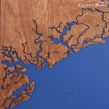 Santee Cooper Lakes to Charleston Harbor, South Carolina Stained Wood and Dark Walnut Frame Map Silhouette