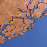 Santee Cooper Lakes to Charleston Harbor, South Carolina Stained Wood and Dark Walnut Frame Map Silhouette