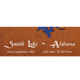 Smith Lake, Alabama Stained Wood and Distressed White Frame Lake Map Silhouette