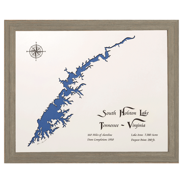 South Holston Lake, Tennessee and Virginia White Washed Wood and