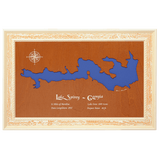 Lake Spivey, Georgia Stained Wood and Distressed White Frame Lake Map Silhouette