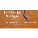 Tanasee Creek Lake, North Carolina Stained Wood and Distressed White Frame Lake Map Silhouette