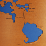 The Harris Chain of Lakes, Florida Stained Wood and Dark Walnut Frame Lake Map Silhouette