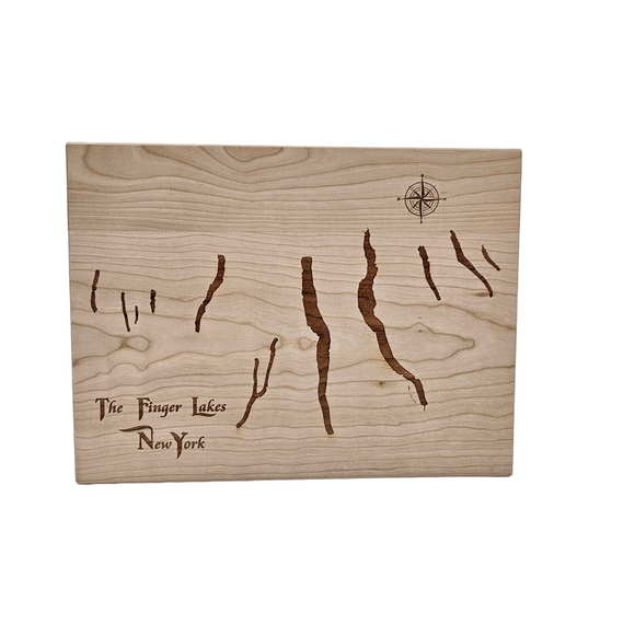 The Finger Lakes, New York Engraved Cherry Cutting Board