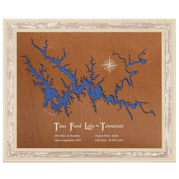Tims Ford Lake Stained Wood and Distressed Frame