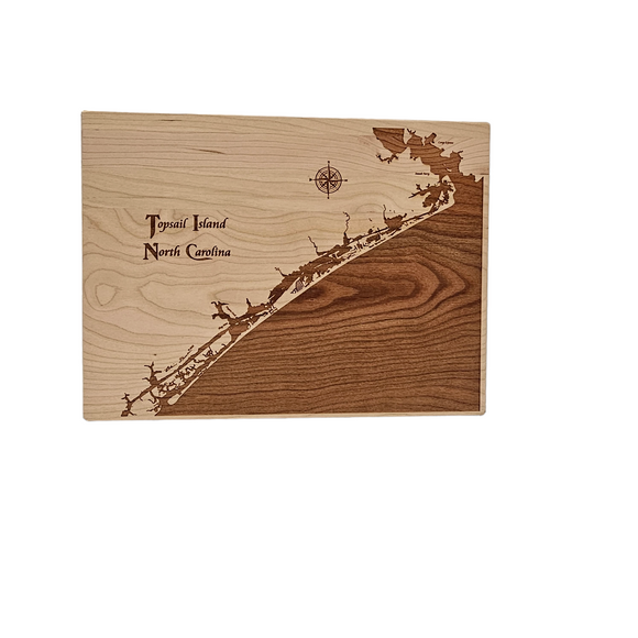 Topsail Island, North Carolina Engraved Cherry Cutting Board