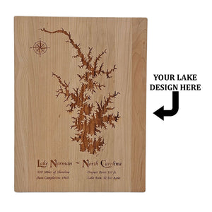 Lake Auman, North Carolina Engraved Cherry Cutting Board