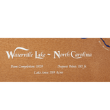 Waterville Lake, North Carolina Stained Wood and Distressed White Frame Lake Map Silhouette