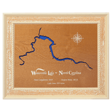 Waterville Lake, North Carolina Stained Wood and Distressed White Frame Lake Map Silhouette