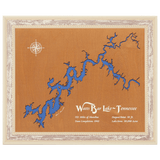 Watts Bar Lake, Tennessee Stained Wood and Distressed White Frame Lake Map Silhouette