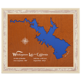Whiskeytown Lake, California Stained Wood and Distressed White Frame Lake Map Silhouette