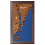 Wilmington, North Carolina Stained Wood and Dark Walnut Frame Lake Map Silhouette