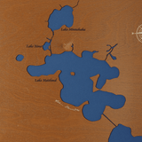 Winter Park Chain of Lakes, Florida Stained Wood and Dark Walnut Frame Lake Map Silhouette