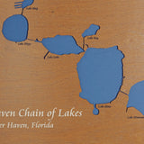 Winter Haven Chain of Lakes, Florida Stained Wood and Distressed White Frame Lake Map Silhouette