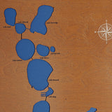 Winter Haven Chain of Lakes, Florida Stained Wood and Distressed White Frame Lake Map Silhouette