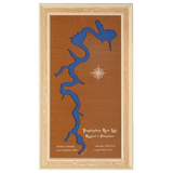 Youghiogheny River Lake, Maryland and Pennsylvania Stained Wood and Distressed White Frame Lake Map Silhouette