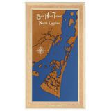 Bald Head Island, North Carolina Stained Wood and Distressed White Frame Lake Map Silhouette