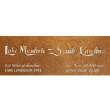 Lake Moultrie, South Carolina Stained Wood and Dark Walnut Frame Lake Map Silhouette