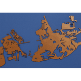 Key West, Florida Stained Wood and Distressed White Frame Lake Map Silhouette