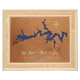 Lake Adger, North Carolina Stained Wood and Distressed White Frame Lake Map Silhouette