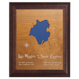Lake Moultrie, South Carolina Stained Wood and Dark Walnut Frame Lake Map Silhouette