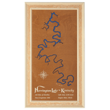 Herrington Lake, Kentucky Stained Wood and Distressed White Frame Lake Map Silhouette
