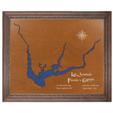 Lake Seminole, Florida and Georgia Stained Wood and Dark Walnut Frame Lake Map Silhouette