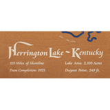 Herrington Lake, Kentucky Stained Wood and Distressed White Frame Lake Map Silhouette