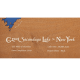 Great Scanadaga Lake, New York Stained Wood and Distressed White Frame Lake Map Silhouette